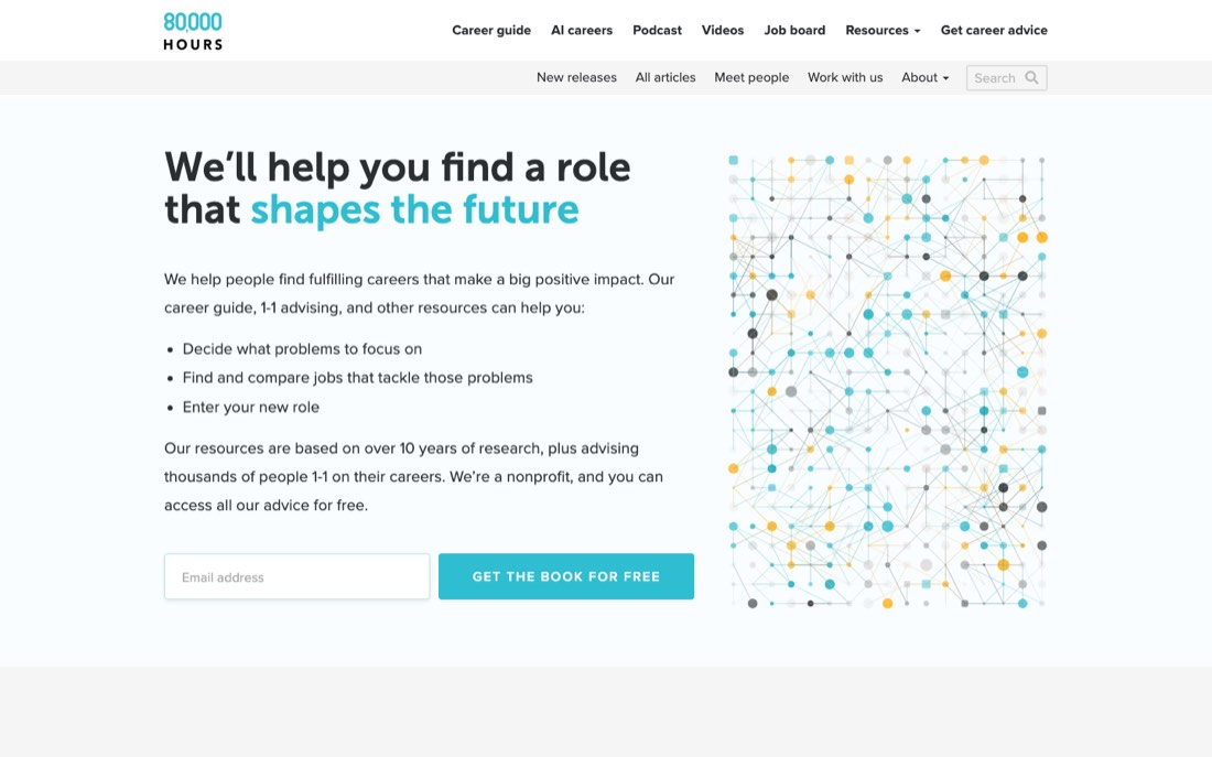 Homepage of 80,000 Hours
