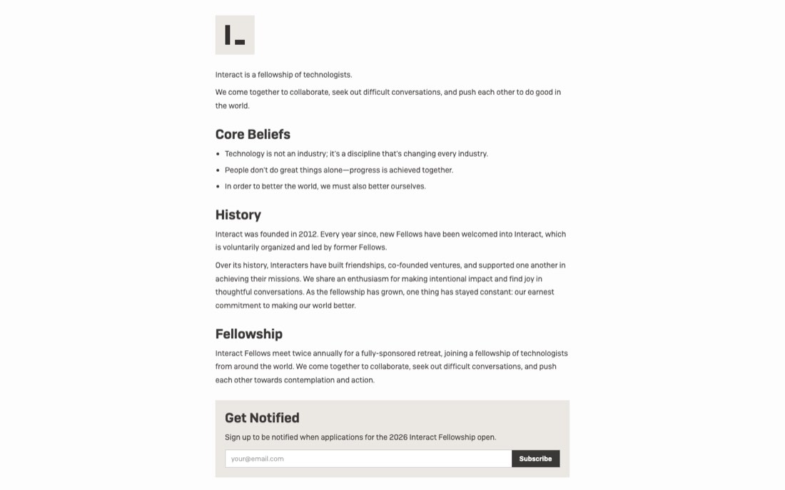 Homepage of Interact
